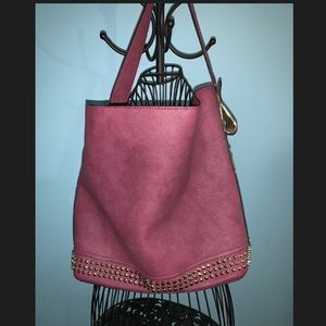 Purple studded bag